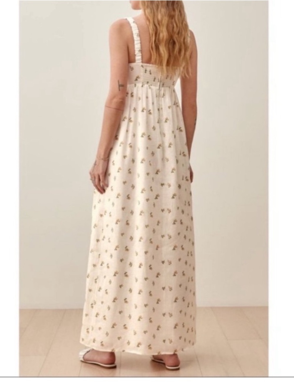 REFORMATION TANA FLORAL LINEN MAXI DRESS SMOCKING RUCHED STRAPS BOHO EUROSUMMER - Picture 5 of 15